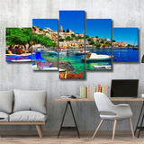 Greece Santorini 5 Piece Canvas Prints Wall Art Decor, Multi Panels, Mixed Canvas