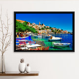 Greece Santorini Framed Canvas Prints Wall Art Decor, Framed Picture, Floating Frame
