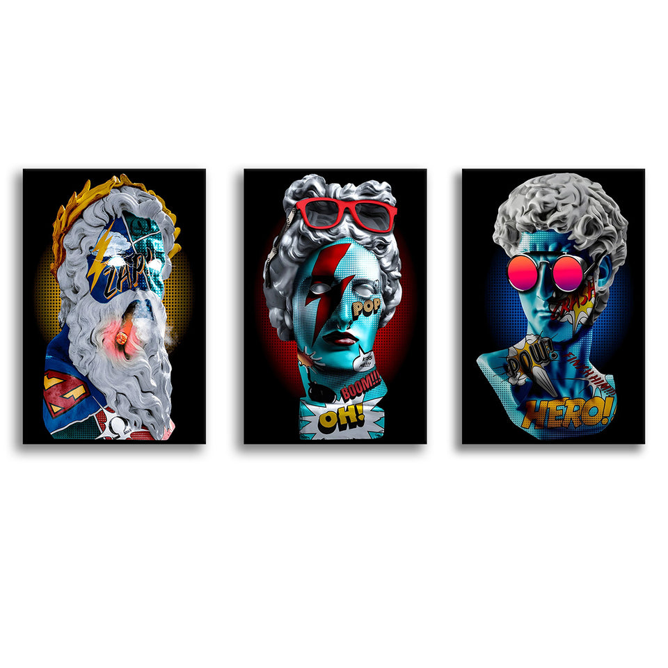 Greek Inspired Wall Art Set of 3 Piece Canvas Prints Wall Art Decor