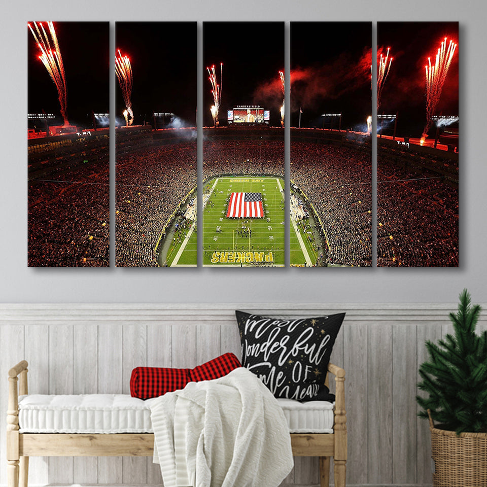 Green Bay Packers Stadium Canvas Prints Lambeau Field Stadium Wall,Multi Panels B,Sport Stadium Art Prints, Fan Gift