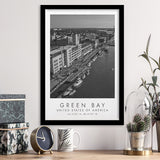 Green Bay Usa Black And White Ar Framed Art Prints Wall Art Decor, Framed Picture