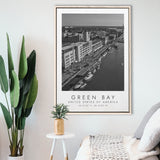 Green Bay Usa Black And White Ar Framed Canvas Prints Wall Art Home Decor, Floating Frame