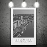 Green Bay Usa Black And White Ar Canvas Prints Wall Art Home Decor