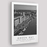 Green Bay Usa Black And White Ar Canvas Prints Wall Art Home Decor