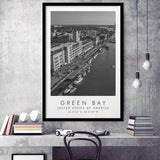 Green Bay Usa Black And White Ar Framed Art Prints Wall Art Decor, Framed Picture
