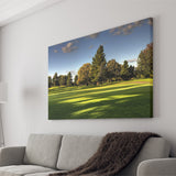 Green Grassland Under The Shades Of Tall Trees Inside A Golf Course Canvas Prints Wall Art - Painting Canvas, Art Prints, Wall Decor