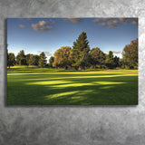 Green Grassland Under The Shades Of Tall Trees Inside A Golf Course Canvas Prints Wall Art - Painting Canvas, Art Prints, Wall Decor