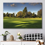 Green Grassland Under The Shades Of Tall Trees Inside A Golf Course Canvas Prints Wall Art - Painting Canvas, Art Prints, Wall Decor