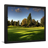 Green Grassland Under The Shades Of Tall Trees Inside A Golf Course Framed Art Prints Wall Art Decor - Painting Prints, Framed Picture