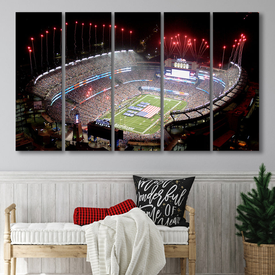 Green Power Gillette Stadium, Stadium Canvas, Sport Art, Gift for him, Multi Panels B, Canvas Prints Wall Art Decor