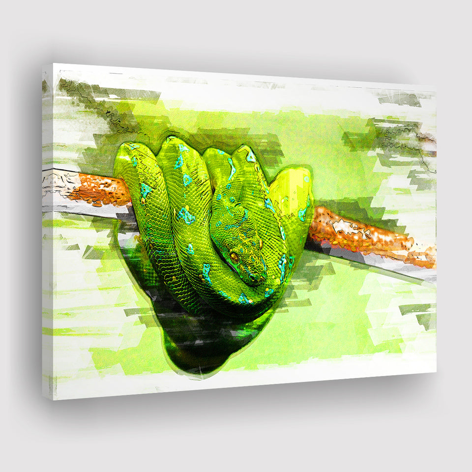 Green Python Canvas Prints Wall Art Decor - Painting Canvas, Art Print, Home Decor, Ready to Hang