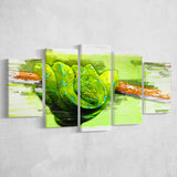 Green Python 5 Pieces Canvas Prints Wall Art Decor - Painting Canvas, Mixed Canvas, Multi Panels