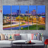 Greensboro Cityscape 5 Piece B Canvas Prints Wall Art Decor - Painting Canvas, Multi Panels