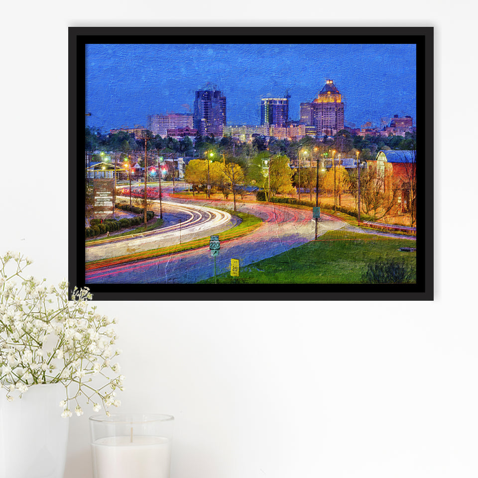 Greensboro Cityscape Framed Canvas Prints Wall Art Decor - Paiting Canvas, Art Prints, Floating Frame