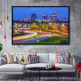 Greensboro Cityscape Framed Canvas Prints Wall Art Decor - Paiting Canvas, Art Prints, Floating Frame