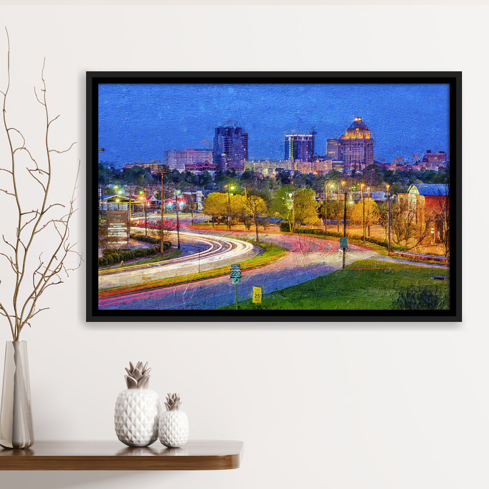 Greensboro Cityscape Framed Canvas Prints Wall Art Decor - Paiting Canvas, Art Prints, Floating Frame