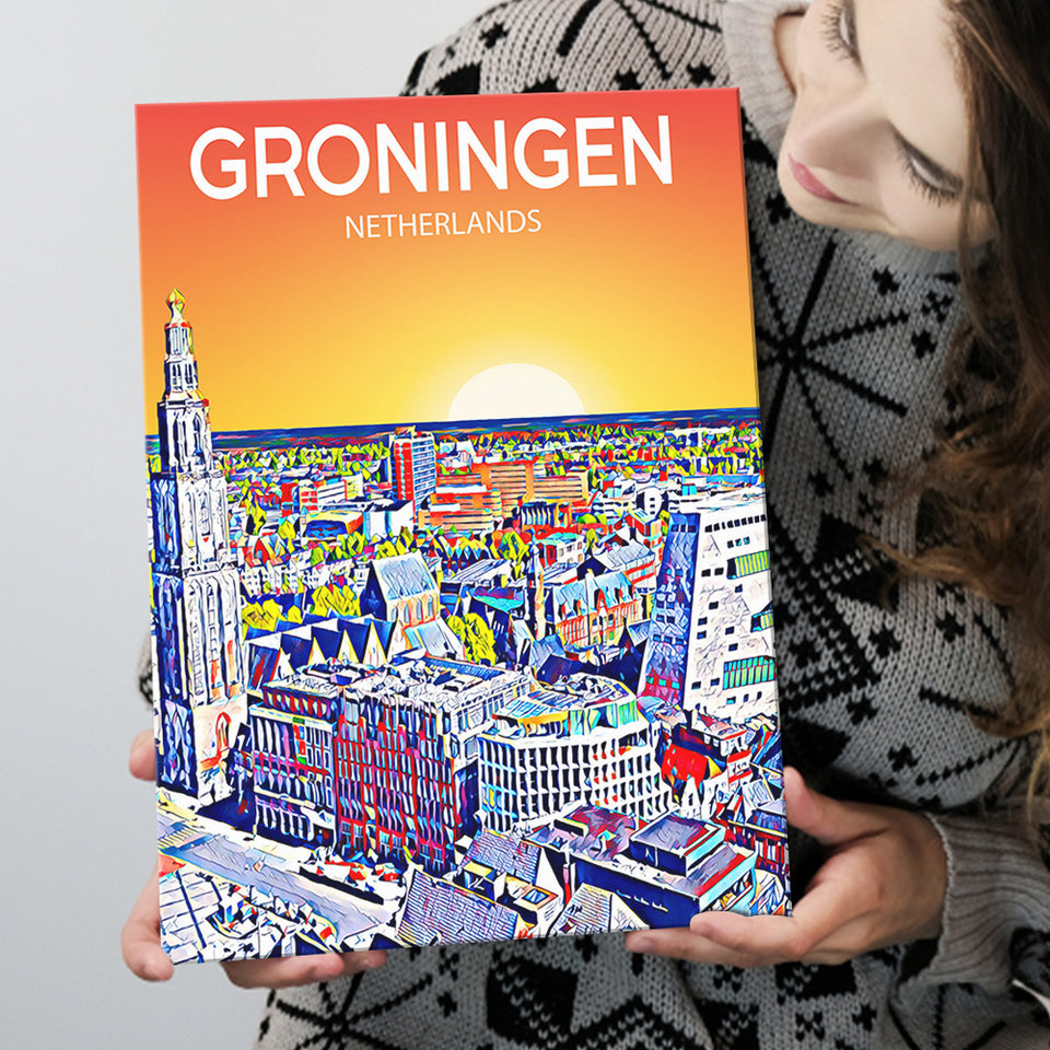 Groningen Netherlands Art Sunset Art Print ,City Art Print, Large Canvas, Canvas Print Wall Art Home Decor