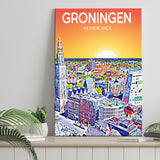 Groningen Netherlands Art Sunset Art Print ,City Art Print, Large Canvas, Canvas Print Wall Art Home Decor