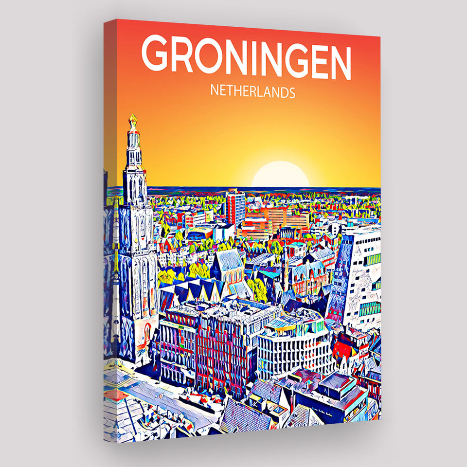Groningen Netherlands Art Sunset Art Print ,City Art Print, Large Canvas, Canvas Print Wall Art Home Decor