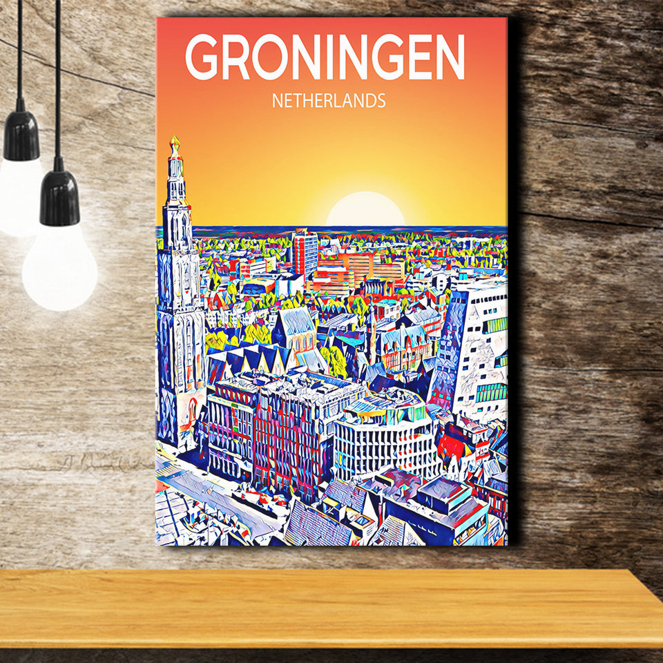 Groningen Netherlands Art Sunset Art Print ,City Art Print, Large Canvas, Canvas Print Wall Art Home Decor