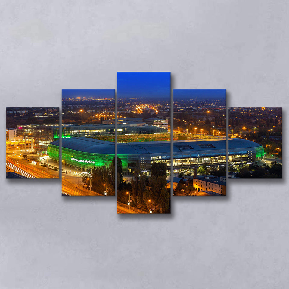 Groupama Arena at night, Stadium Canvas, Sport Art, Large Canvas, Multi Panels, Canvas Prints Wall Art Decor
