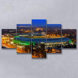 Groupama Arena at night, Stadium Canvas, Sport Art, Large Canvas, Multi Panels, Canvas Prints Wall Art Decor