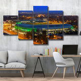 Groupama Arena at night, Stadium Canvas, Sport Art, Large Canvas, Multi Panels, Canvas Prints Wall Art Decor