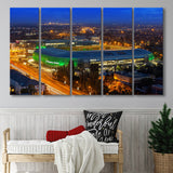 Groupama Arena at night, Stadium Canvas, Sport Art, Gift for him, Multi Panels B, Canvas Prints Wall Art Decor