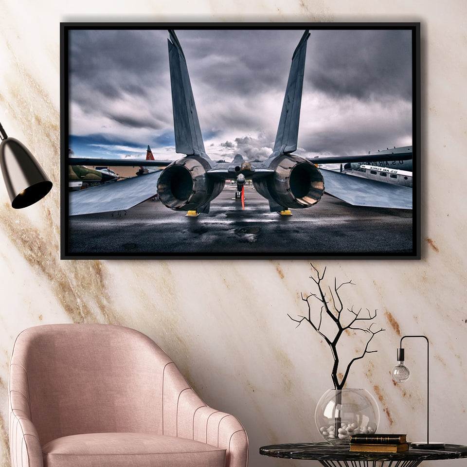 Grumman F 14 Tomcat War Airplane Craft Framed Canvas Prints Wall Art Decor - Painting Canvas, Black Framed Picture
