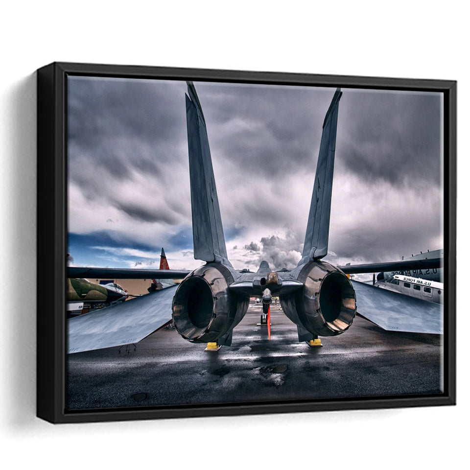 Grumman F 14 Tomcat War Airplane Craft Framed Canvas Prints Wall Art Decor - Painting Canvas, Black Framed Picture