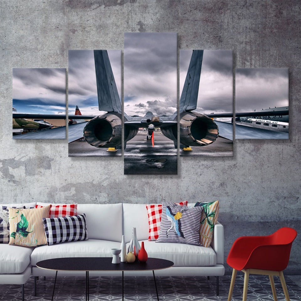 Grumman F 14 Tomcat War Airplane Craft 5 Piece Canvas Prints Wall Art Decor - Painting Canvas, Multi Panels