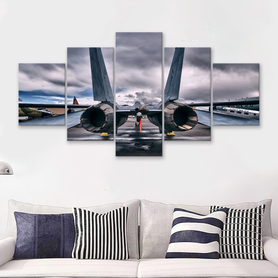 Grumman F 14 Tomcat War Airplane Craft 5 Piece Canvas Prints Wall Art Decor - Painting Canvas, Multi Panels