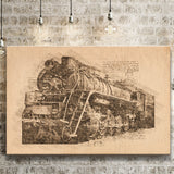 Grunge Steam Locomotive Old Train Canvas Prints Wall Art - Painting Canvas, Painting Prints, Wall Home Decor, Prints for Sale