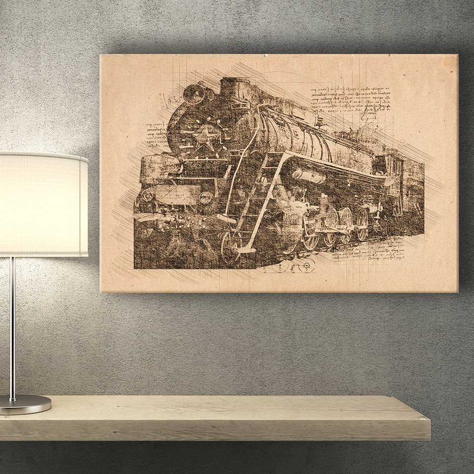 Grunge Steam Locomotive Old Train Canvas Prints Wall Art - Painting Canvas, Painting Prints, Wall Home Decor, Prints for Sale