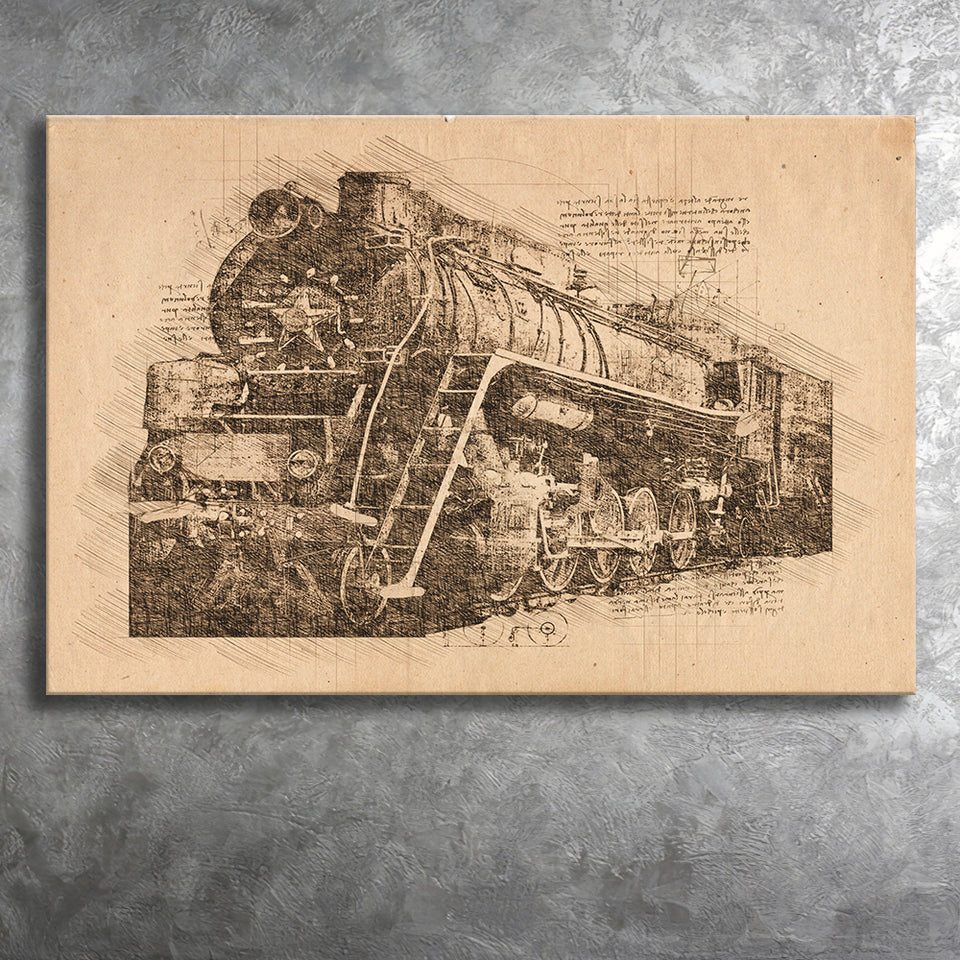 Grunge Steam Locomotive Old Train Canvas Prints Wall Art - Painting Canvas, Painting Prints, Wall Home Decor, Prints for Sale