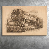 Grunge Steam Locomotive Old Train Canvas Prints Wall Art - Painting Canvas, Painting Prints, Wall Home Decor, Prints for Sale
