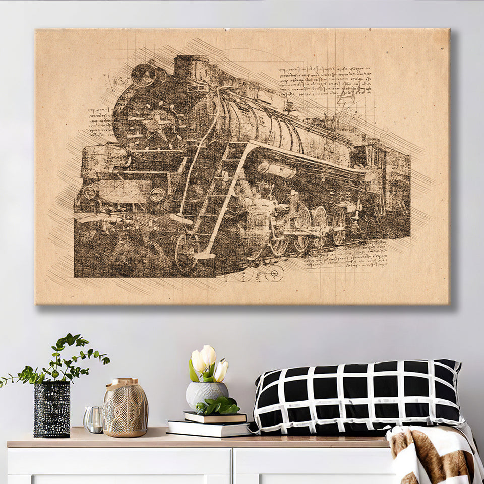 Grunge Steam Locomotive Old Train Canvas Prints Wall Art - Painting Canvas, Painting Prints, Wall Home Decor, Prints for Sale