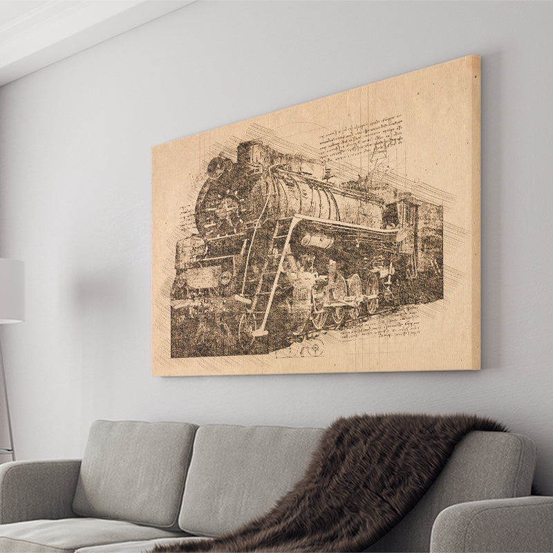 Grunge Steam Locomotive Old Train Canvas Prints Wall Art - Painting Canvas, Painting Prints, Wall Home Decor, Prints for Sale