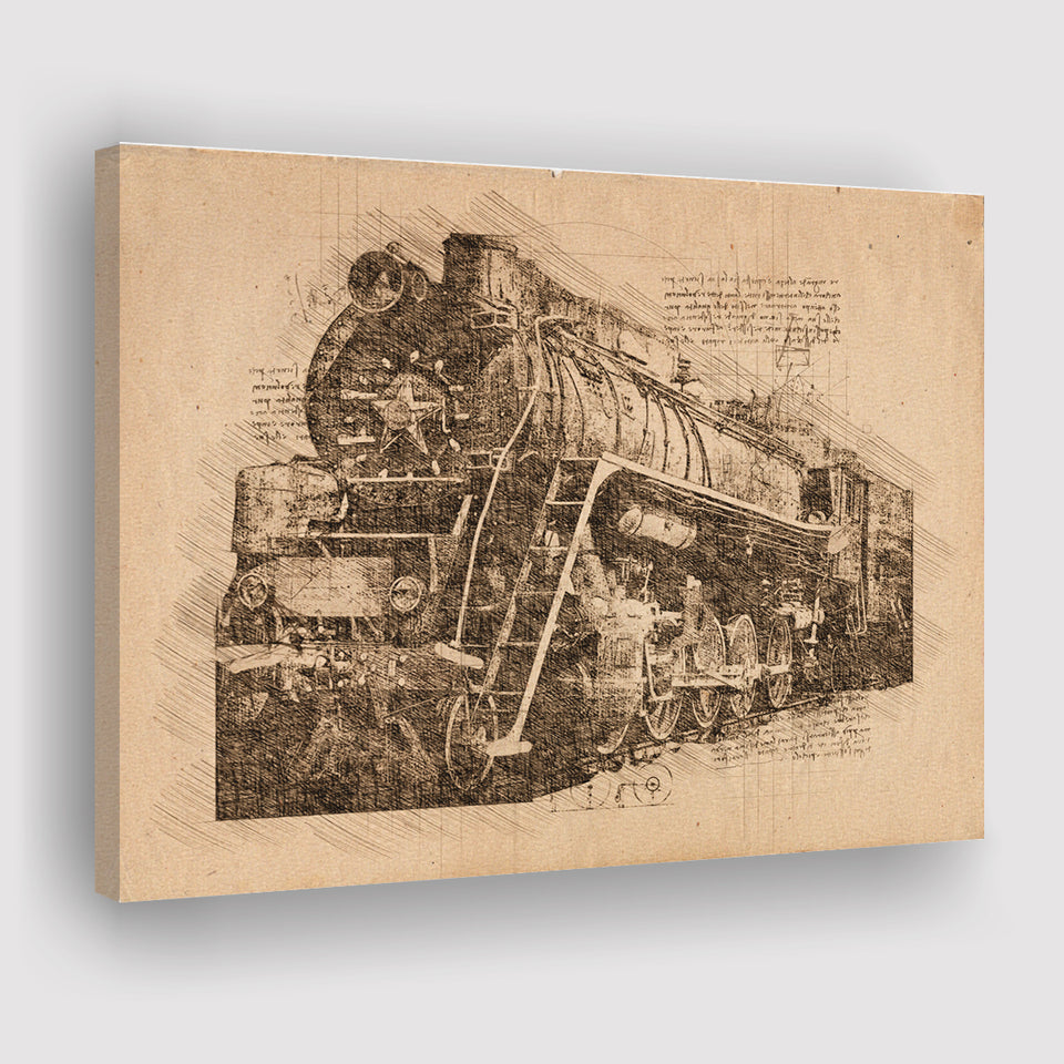Grunge Steam Locomotive Old Train Canvas Prints Wall Art - Painting Canvas, Painting Prints, Wall Home Decor, Prints for Sale