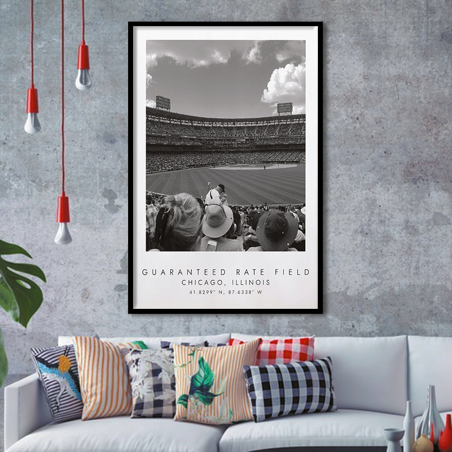 Guaranteed Rate Field Chicago White Sox Baseball Lovers Black And White Art Framed Art Prints Wall Art Decor, Framed Picture