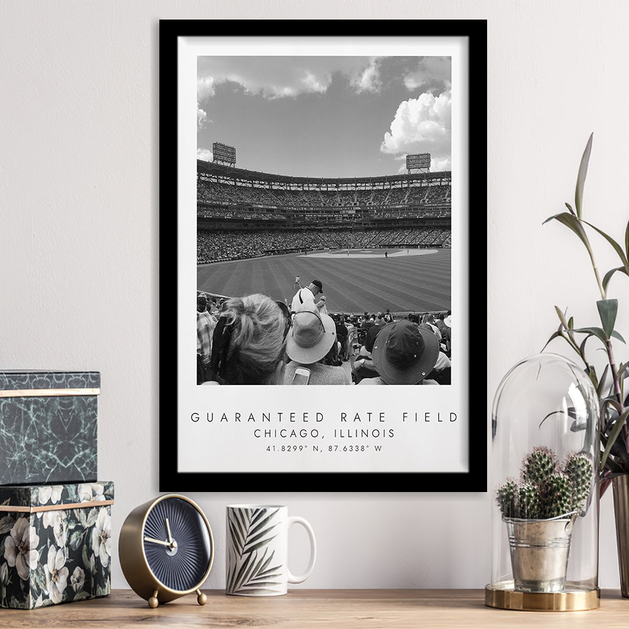 Guaranteed Rate Field Chicago White Sox Baseball Lovers Black And White Art Framed Art Prints Wall Art Decor, Framed Picture