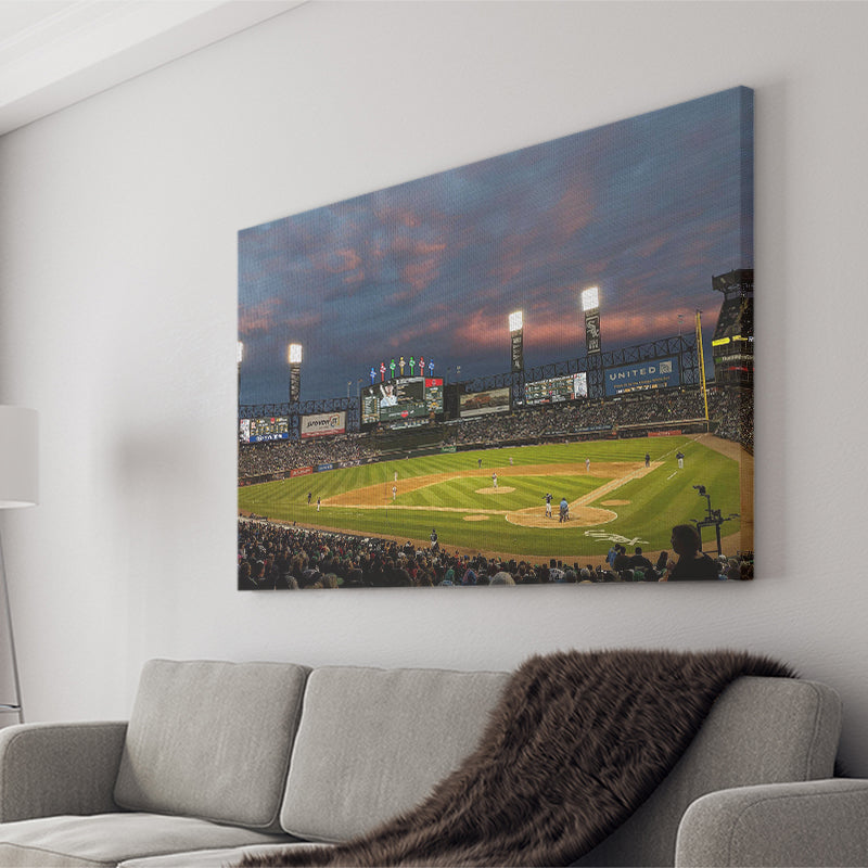 Guaranteed Rate Field at Night, Stadium Canvas, Sport Art, Gift for him, Fan Gift, Canvas Prints Wall Art Decor