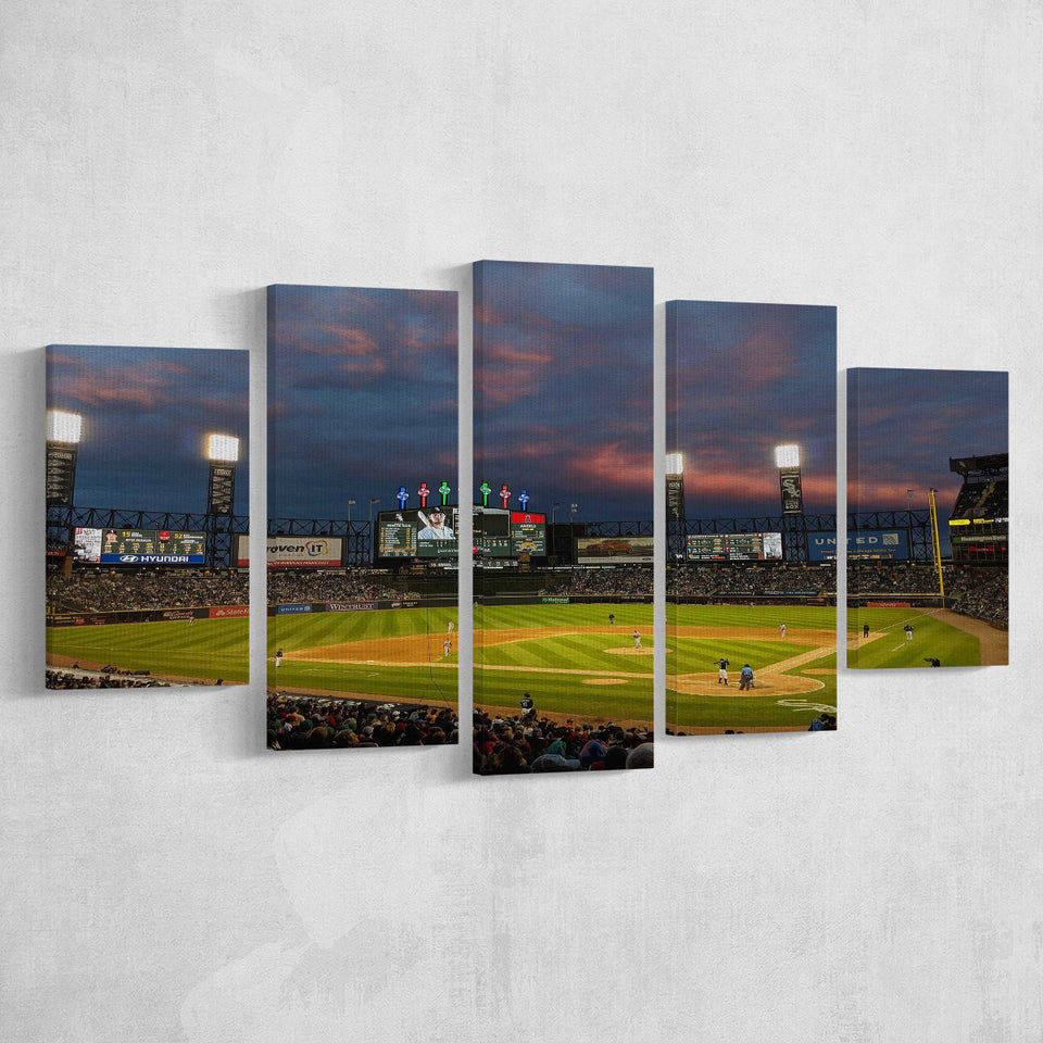 Guaranteed Rate Field at Night, Stadium Canvas, Sport Art, Large Canvas, Multi Panels, Canvas Prints Wall Art Decor