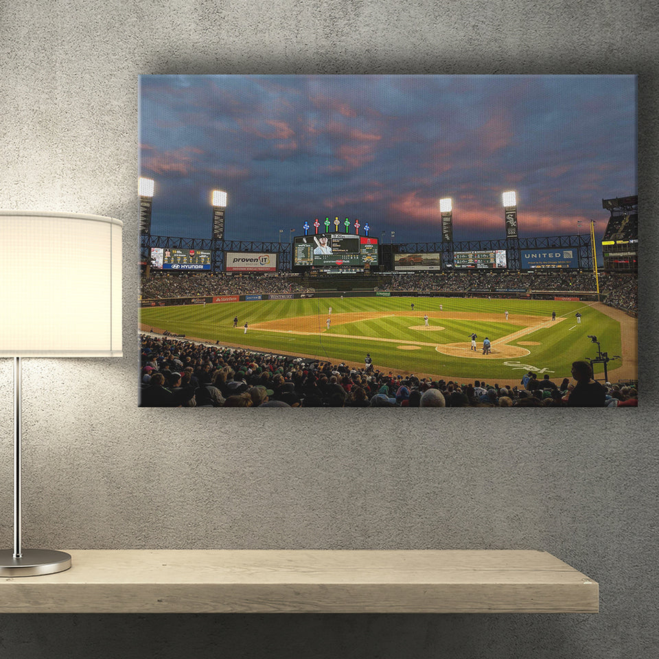 Guaranteed Rate Field at Night, Stadium Canvas, Sport Art, Gift for him, Fan Gift, Canvas Prints Wall Art Decor