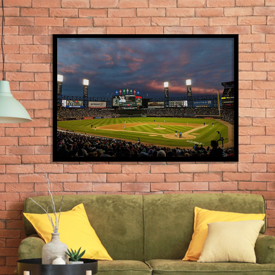 Guaranteed Rate Field at Night, Stadium Canvas, Sport Art, Gift for him, Framed Art Prints Wall Art Decor, Framed Picture