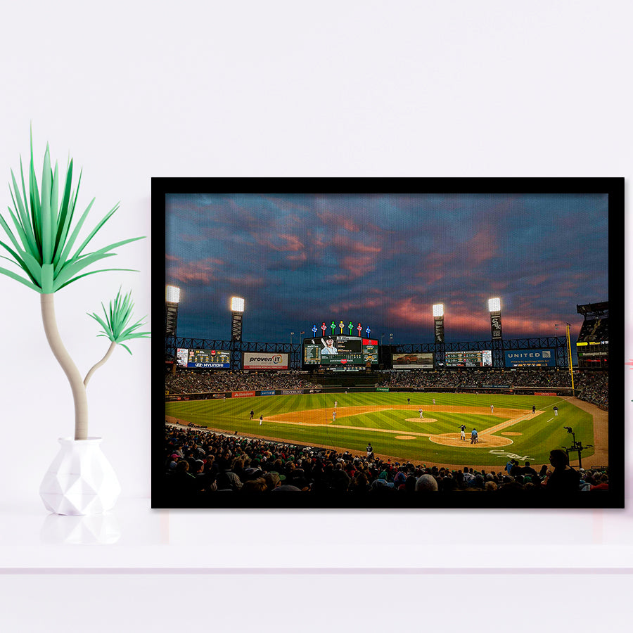 Guaranteed Rate Field at Night, Stadium Canvas, Sport Art, Gift for him, Framed Art Prints Wall Art Decor, Framed Picture