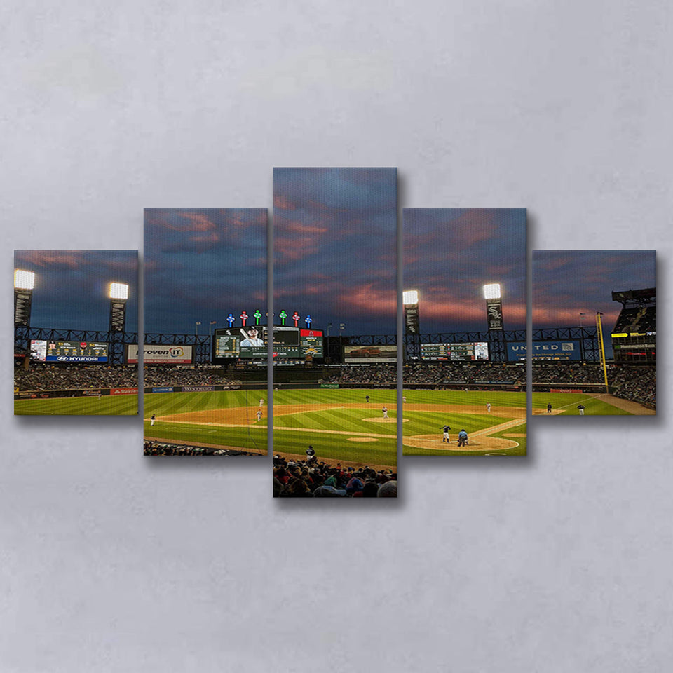 Guaranteed Rate Field at Night, Stadium Canvas, Sport Art, Large Canvas, Multi Panels, Canvas Prints Wall Art Decor