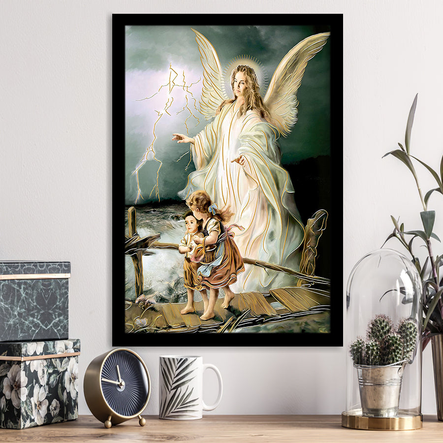 Guardian Angel Print Spiritual Gift Religious Art Angel Art Framed Art Print Wall Decor - Painting Art, Framed Picture, Home Decor