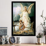 Guardian Angel Print Spiritual Gift Religious Art Angel Art Framed Art Print Wall Decor - Painting Art, Framed Picture, Home Decor