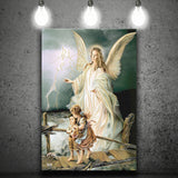 Guardian Angel Print Spiritual Gift Religious Art Angel Art Canvas Prints Wall Art - Painting Canvas, Wall Decor, Home Decor